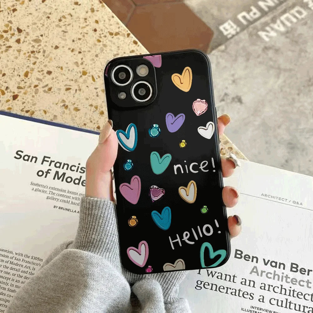 Phone Case for Xiaomi Redmi Note 14 13 12 11 10 9 8 7 14Pro Plus 4G 5G Anti-Scratch Slim Trendy Cover, Graffiti Love silicon