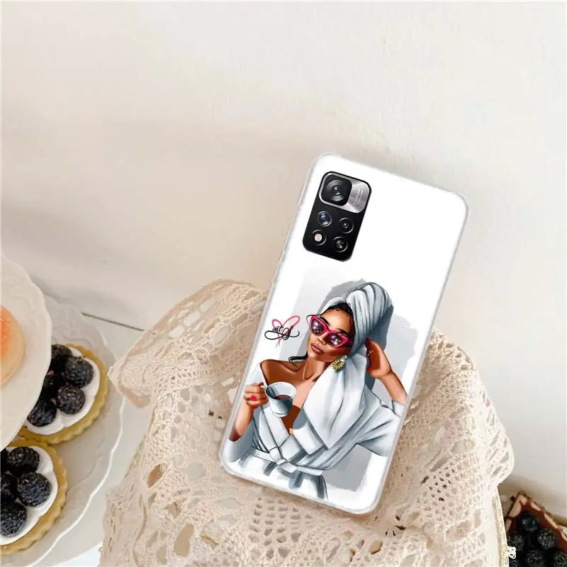 Princess Female Boss Coffee Phone Case For Xiaomi Redmi Note 11 12 14 Pro Plus 12S 11S 11T 11E 10S 10 9 9S 4G 5G 8 8T Cover Coqu
