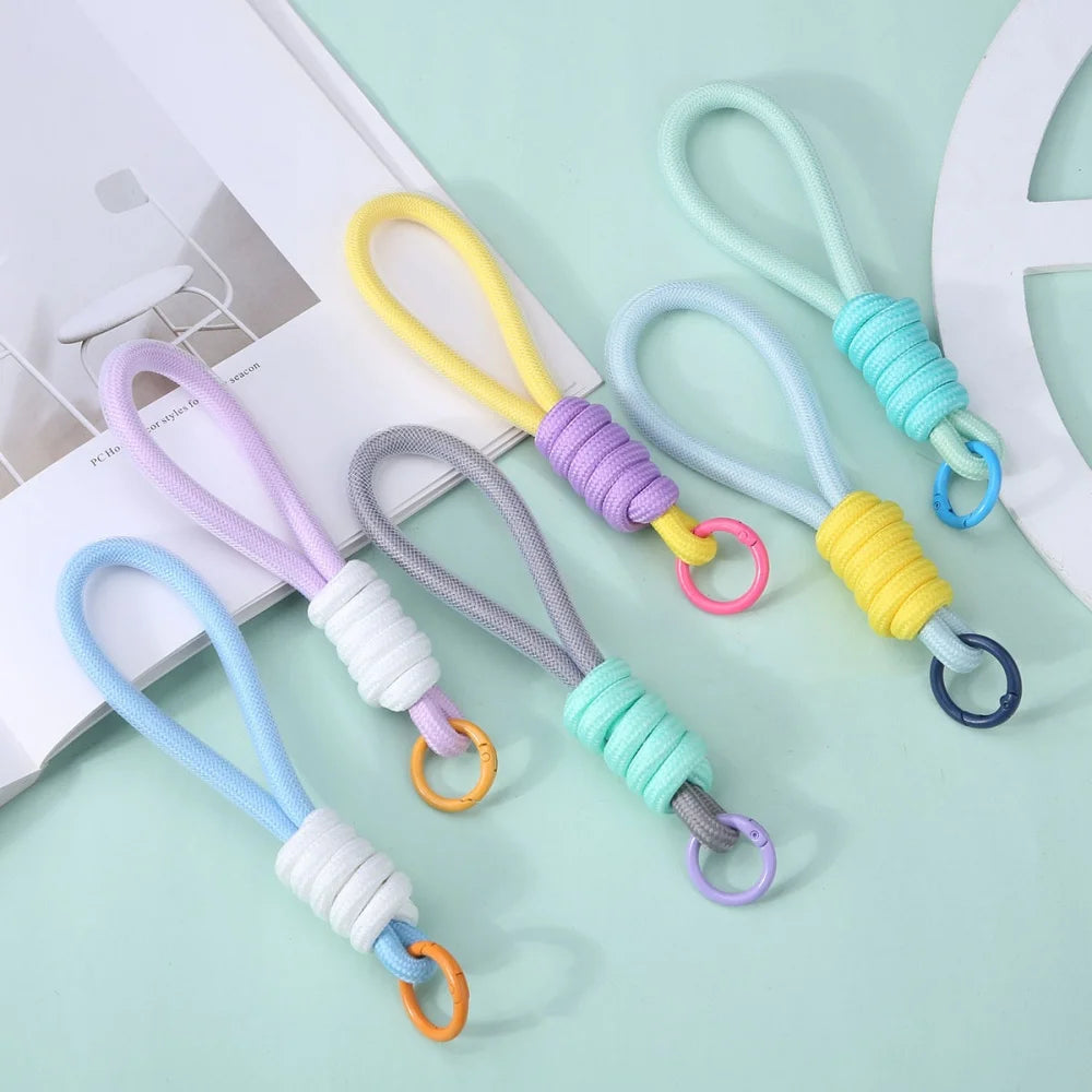 Phone Anti-lost Lanyard Key Short Wrist Pendant Colorful Macaron Round Bead Pendant Women's Hand-held Chain Mobile Phone Lanyard