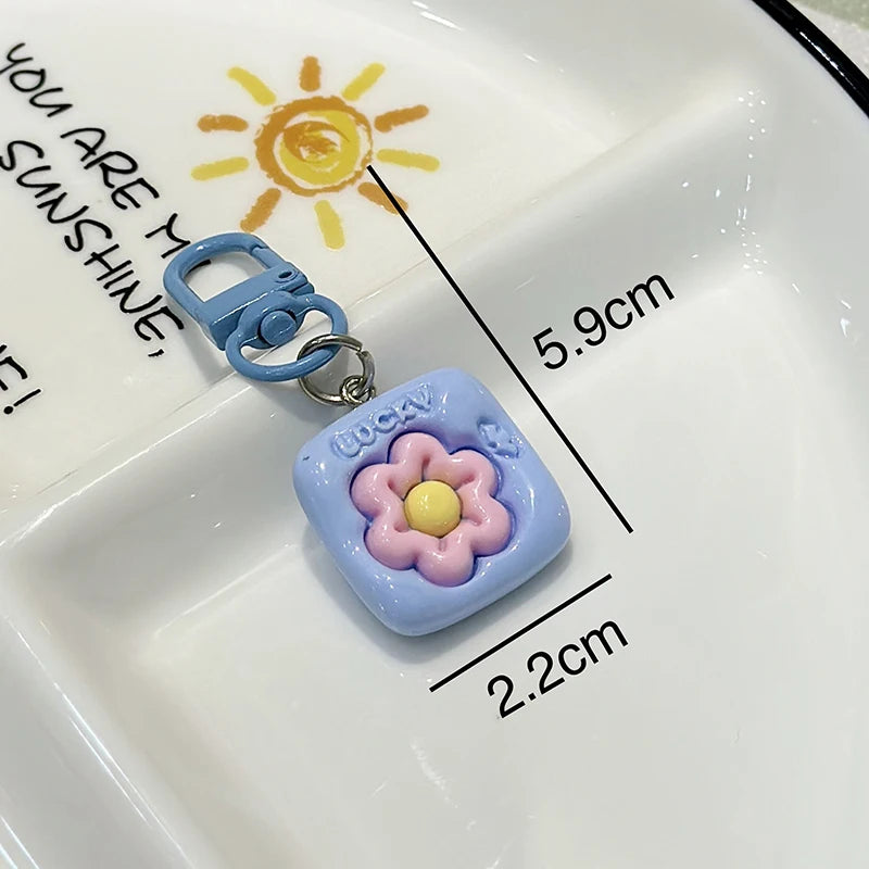 Resin Tulip Keychain Pendant Flower Girl Heart Cute Bag Ornament Headphone Key Case Decoration