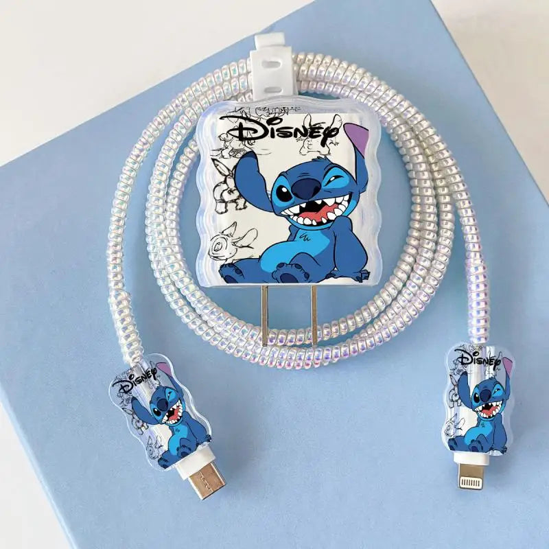 Anime Stitch Cartoon Stitch Charging Data Cable Protector Winder Accessories for Iphone 20W Charger Protective Shell Case Gifts