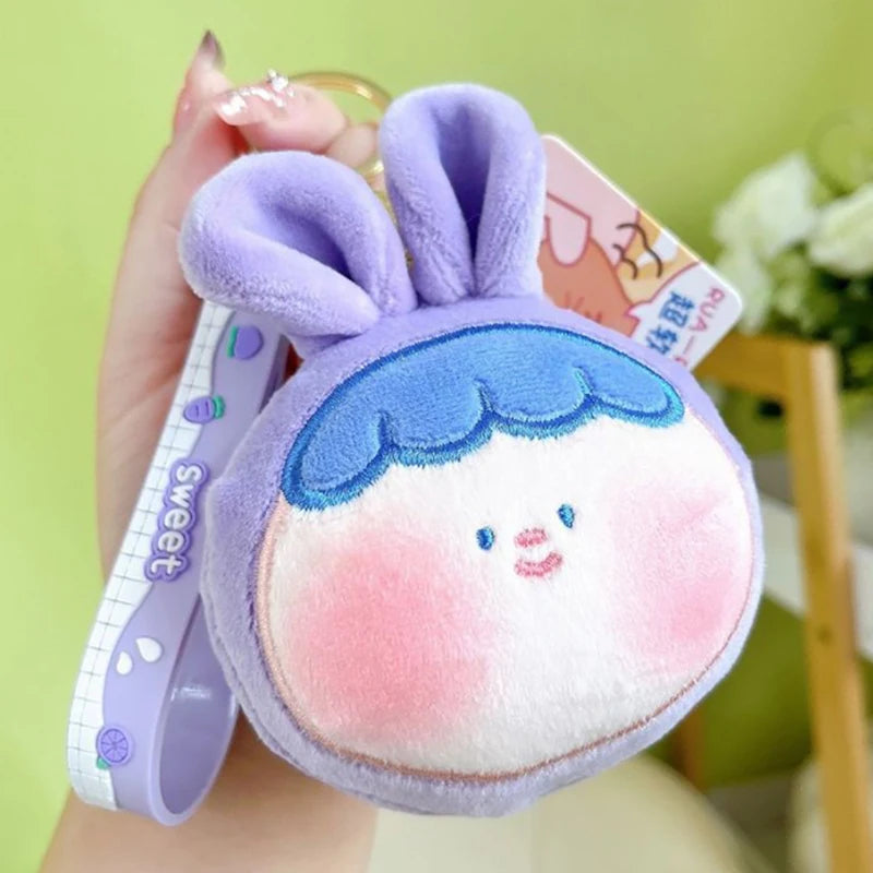 Plush Keychain Lovely Fruit Style Cartoon Doll Plush Toy Stress Relief Soft Stuffed Doll Key Ring Backpack Pendant Girl Toy Gift