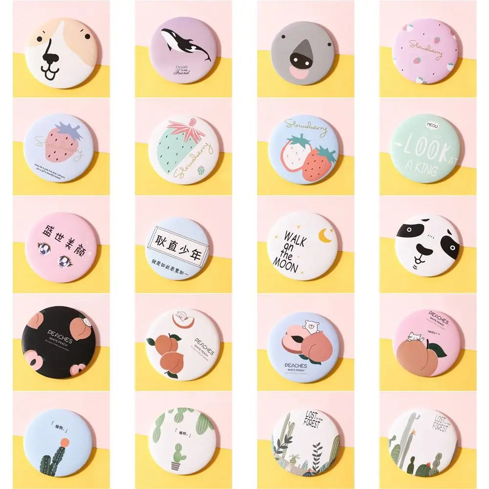 Cute Cartoon Dog Strawberry Panda Letter Small Makeup Mirror Portable Women Girls Makeup Round Mirror Compact Single-sided