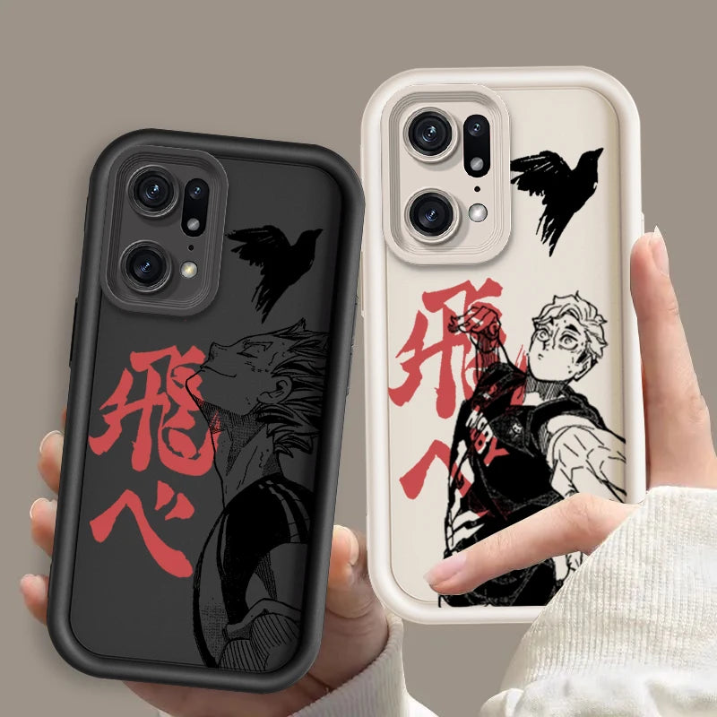Anime Haikyuu 1 For OPPO Find X5 X3 A58 A57 A55 A53 A54 A92 A72 A74 A54 A74 A36 A76 A78 A94 Eye Ladder Phone Case TPU Coque