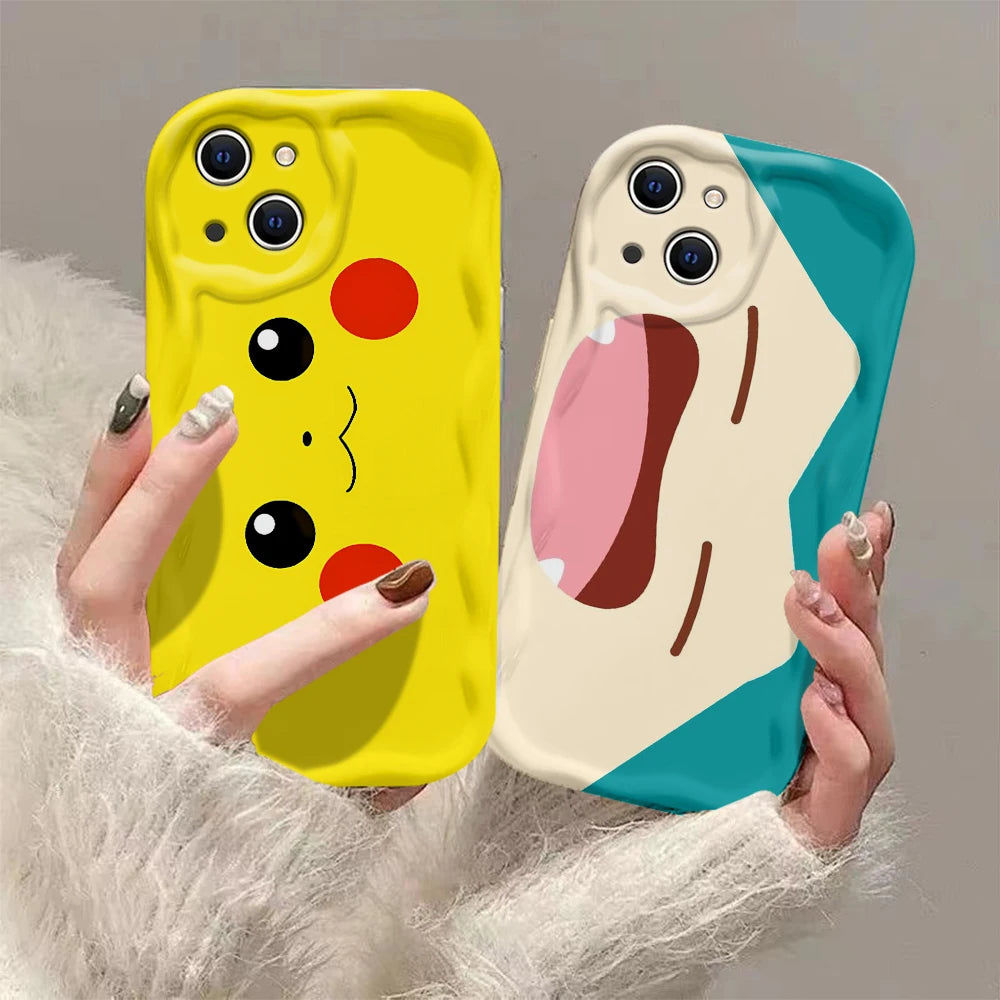 New Personality Pokémons Cute 3D Wave Case For OPPO Realme 12 11 10 9 8 7 7i 6 5 Pro Plus C67 C55 C31 C35 C11 C12 C15 C20 C21Y