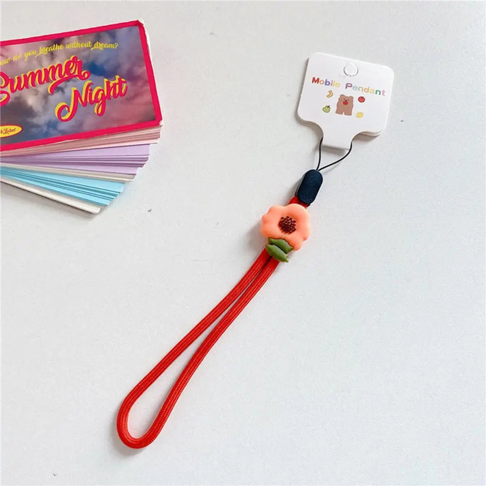 Strap Hanging Rope Phone Charms Keys Short Rope Mobile Phone Lanyard Wrist Hand Lanyard Phone Hanging Rope Flowers Phone Strap