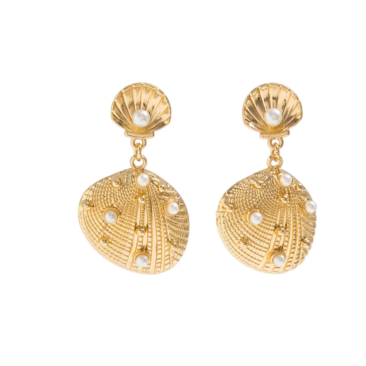 Fashion Asymmetric Ocean Style Earrings Stud For Women Starfish Shell Earring Ear Ring Imitation Pearl Zircon Jewelry Gift