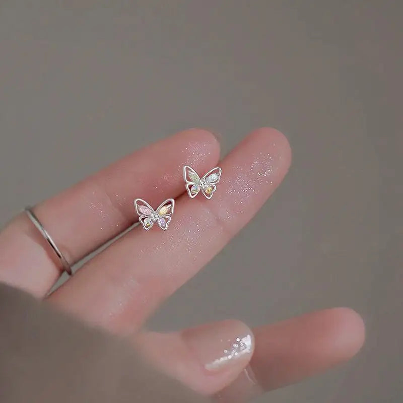 Korean Cute Ear Piercing Water Drop Earrings for Women Crystal Short Tassel Hypoallergenic Female Earrings Party Jewelry Brincos