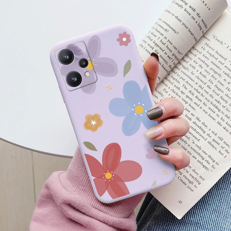 For Realme 9 4G Case 9 Pro Plus Cover Cute Heart Flower Back Cover Soft Silicone Protective Funda For OPPO Realme 9 Pro+ Shell
