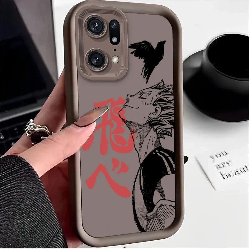 Anime Haikyuu 1 For OPPO Find X5 X3 A58 A57 A55 A53 A54 A92 A72 A74 A54 A74 A36 A76 A78 A94 Eye Ladder Phone Case TPU Coque