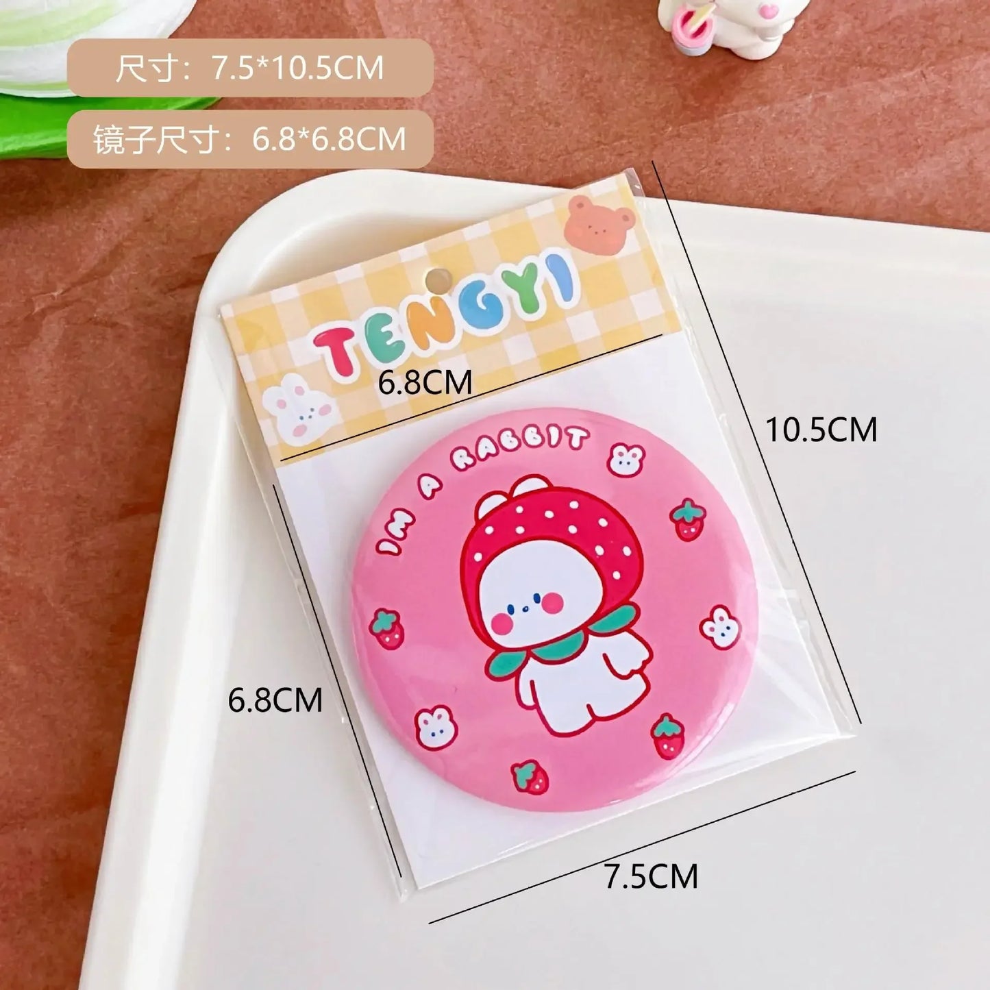 Cute Cartoon Small Makeup Mirror Portable Travel Women Girls Makeup Mini Round Mirror Kawaii Compact Single-sided Makeup Mirror