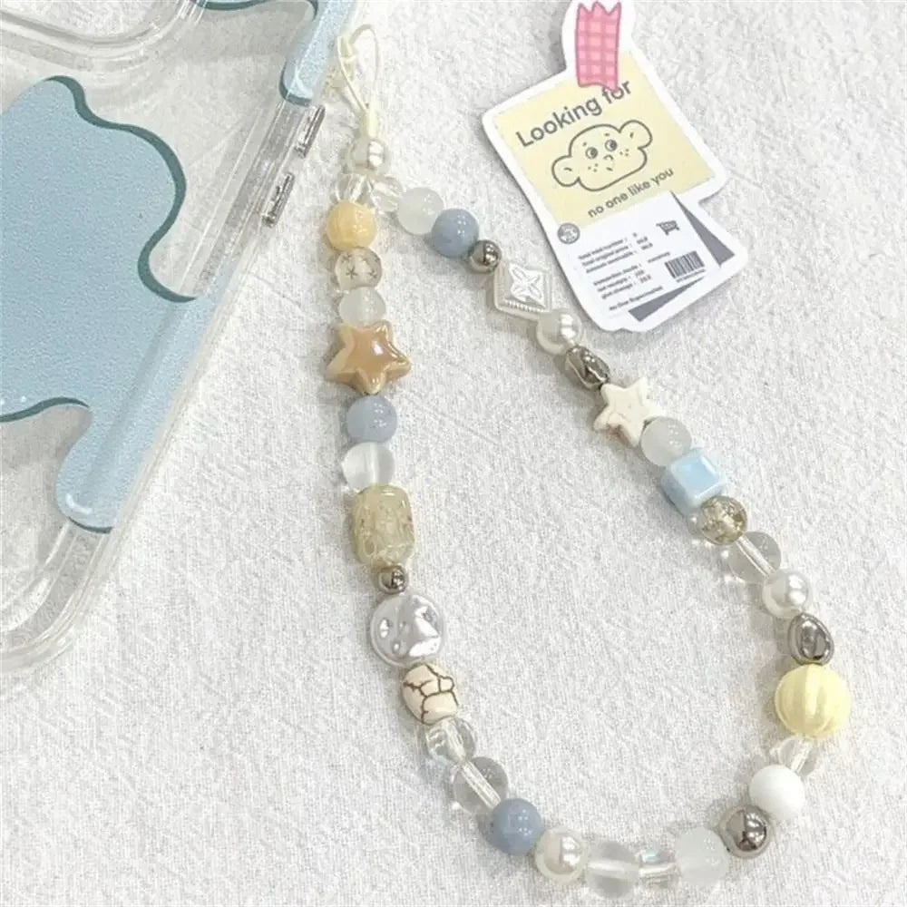 Hanging Cord Beaded Phone Chain Trendy Pendant Phone Charms Star Pearl Phone Strap Women Girls Handmade Summer Mobile Lanyard