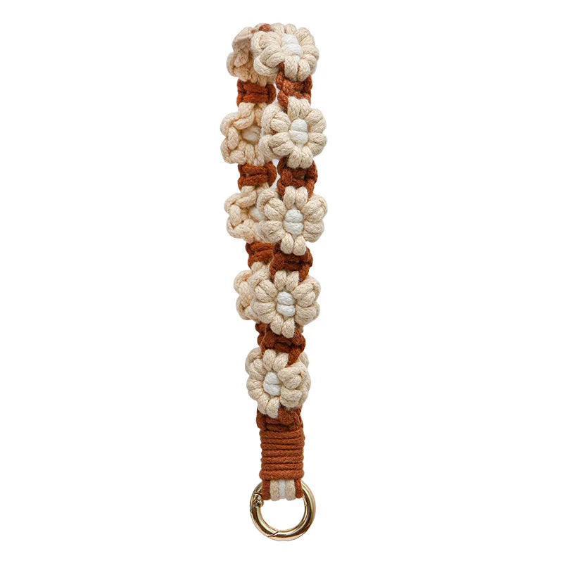Artisan Crafted Handmade Mobile Accessory Flower Charm Woven Bag Pendant For Fashion Accessory Phone Decoration Gift Idea