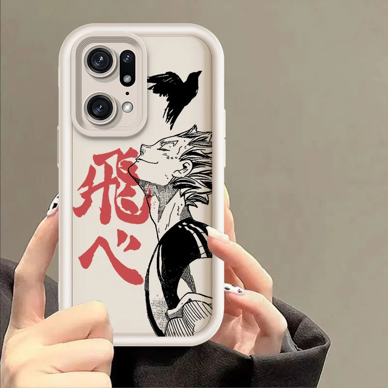 Anime Haikyuu 1 For OPPO Find X5 X3 A58 A57 A55 A53 A54 A92 A72 A74 A54 A74 A36 A76 A78 A94 Eye Ladder Phone Case TPU Coque