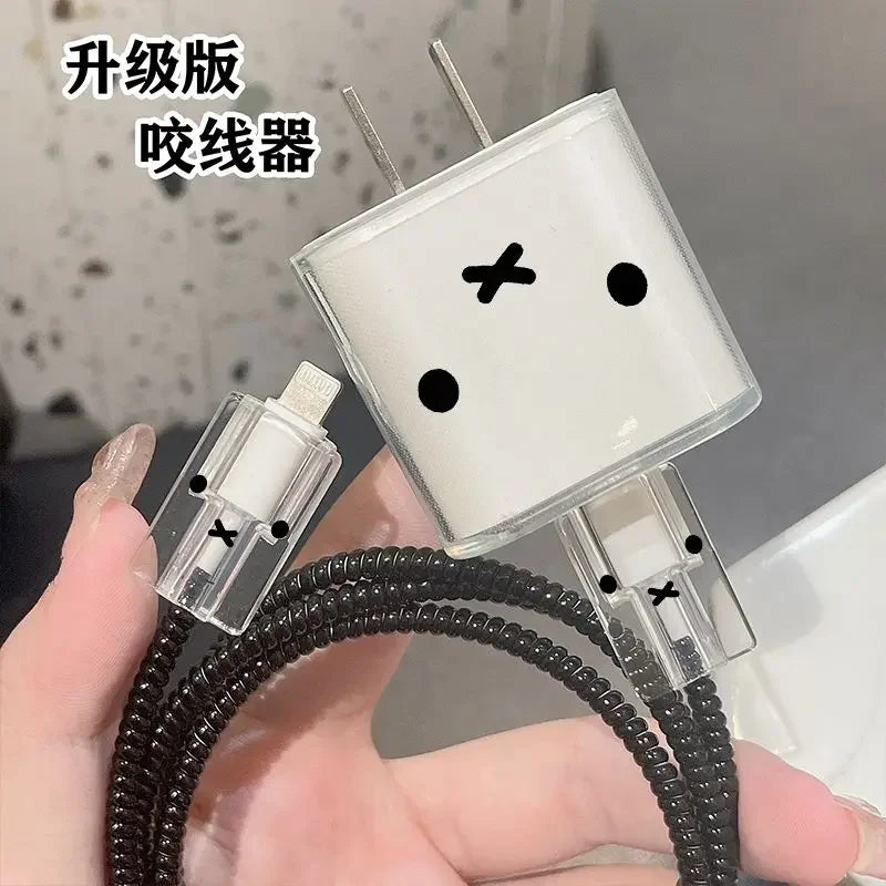 Kawaii Miffy Apple 15 16 Data Cable Protection Cover IPhone 11 12 13 14 Promax Fast Charge 20W Charger Cable Protection Cover