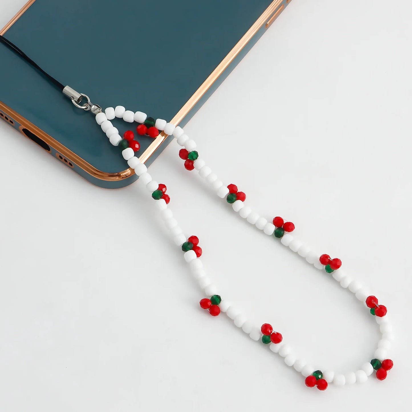 2023 Trendy Mobile Strap Phone Charm Cherry Beaded Phone Chain Jewelry For Women Anti-Lost Lanyard Gift Keychain Wholesales