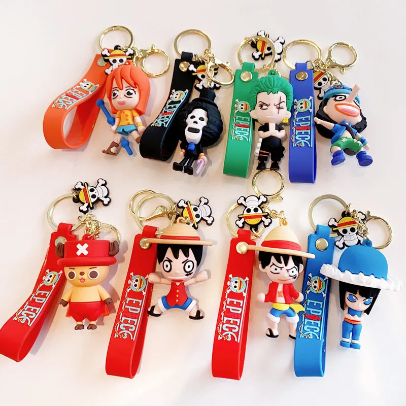 Anime One Piece Figures Keychain Monkey D. Luffy Nami Zoro Key Chain Car Bag Pendant Pvc Model Doll Decor for Friends Kids Gift