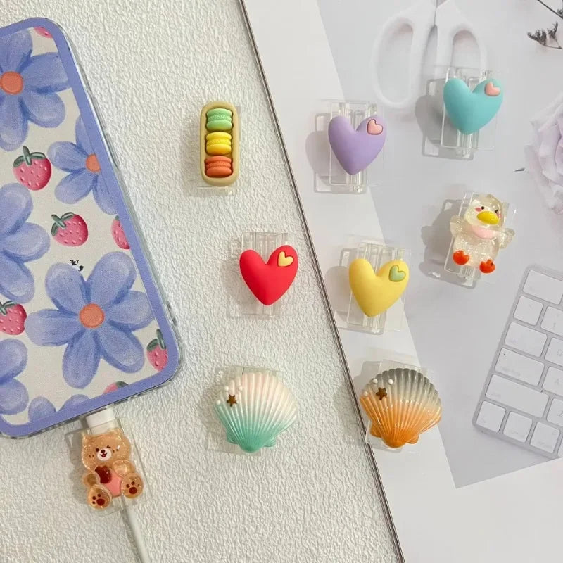 1Pc Cute Cartoon Decor Data Cable Protector Charging Cable Anti-break TPU Case for Girl Gadget for Extend Life of The Data Cable