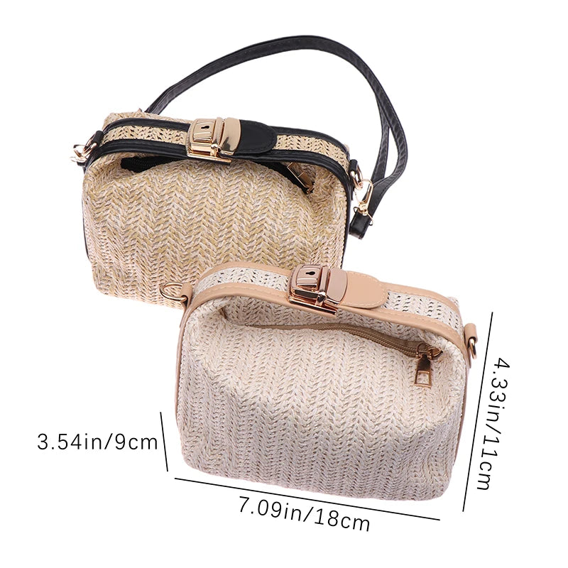 Straw Crossbody Bag For Women Fashion Bohemian Small Knitting Summer Purse And Handbag Ladies Casual Vacation Bucket Beach Bags
