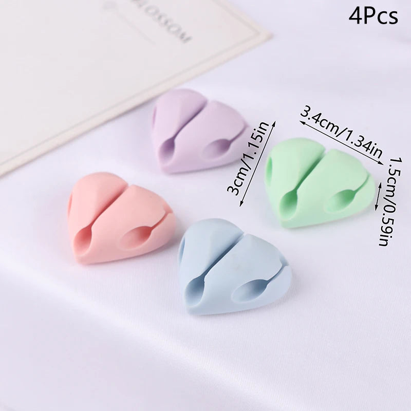 Mini Cable Organizer 2pcs/4pcs Cute Pineapple Heart-Shaped Silicone USB Cable Management Clips Desktop Wire Manager Cord Holder