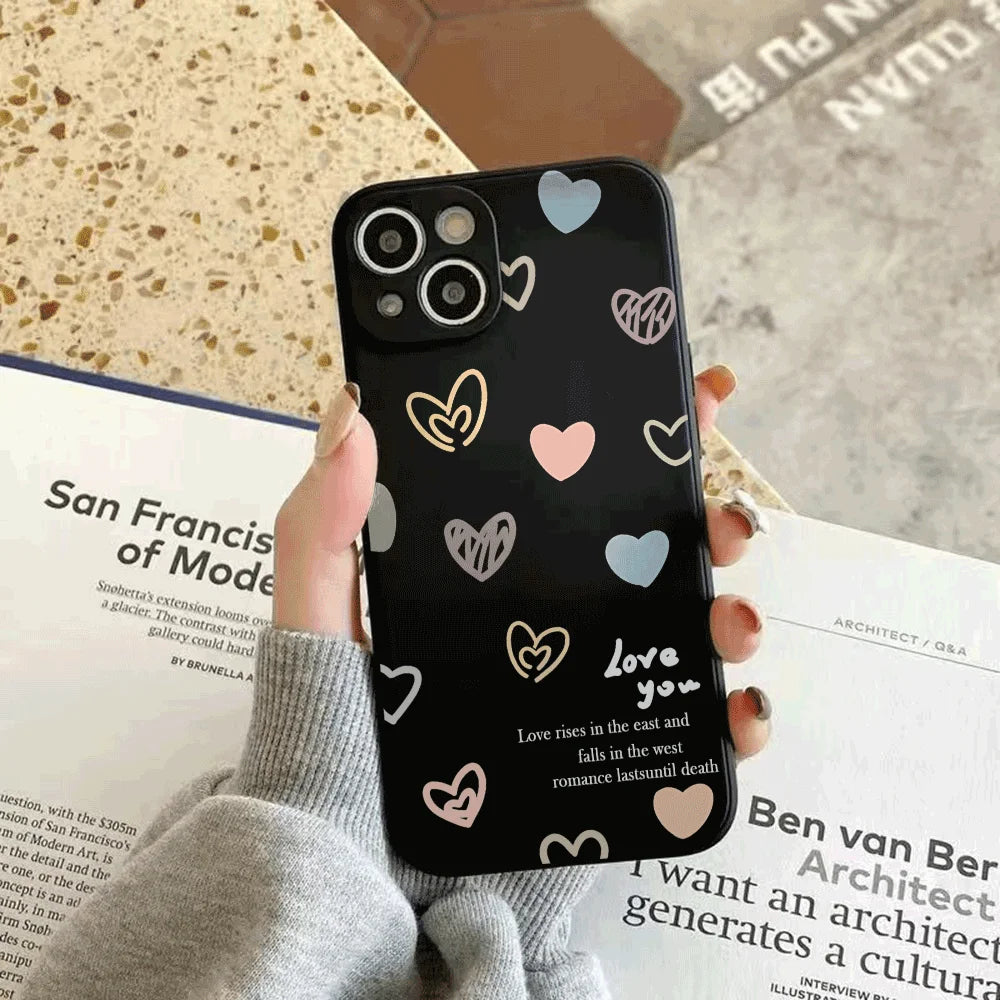 Phone Case for Xiaomi Redmi Note 14 13 12 11 10 9 8 7 14Pro Plus 4G 5G Anti-Scratch Slim Trendy Cover, Graffiti Love silicon