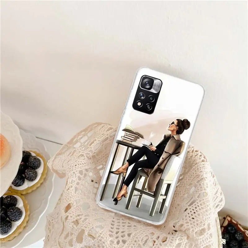Princess Female Boss Coffee Phone Case For Xiaomi Redmi Note 11 12 14 Pro Plus 12S 11S 11T 11E 10S 10 9 9S 4G 5G 8 8T Cover Coqu