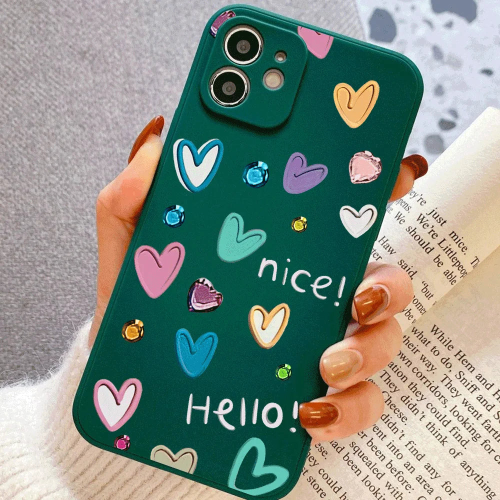 Phone Case for Xiaomi Redmi Note 14 13 12 11 10 9 8 7 14Pro Plus 4G 5G Anti-Scratch Slim Trendy Cover, Graffiti Love silicon