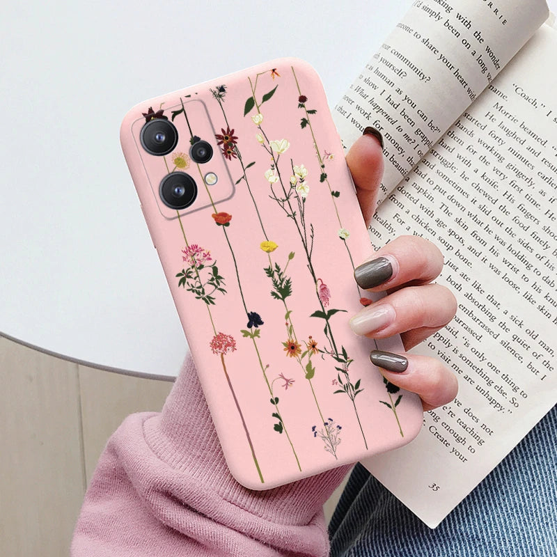 For Realme 9 4G Case 9 Pro Plus Cover Cute Heart Flower Back Cover Soft Silicone Protective Funda For OPPO Realme 9 Pro+ Shell