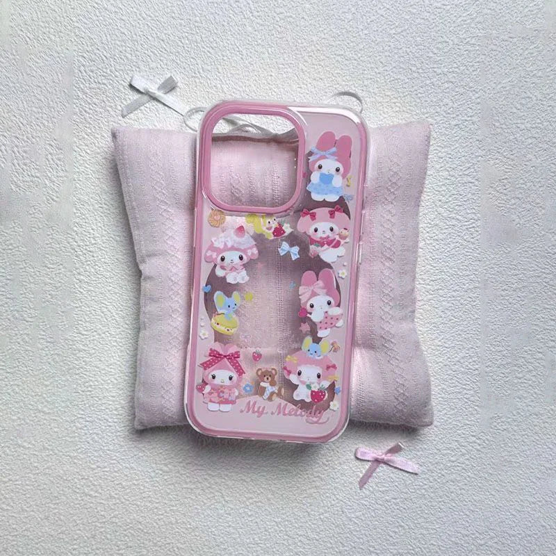 MINISO Kawaii Anime My Melody Cartoon Girl Soft Shell Anti-fall Mobile Phone Case Student Surroundings Iphone Mobile Phone Case