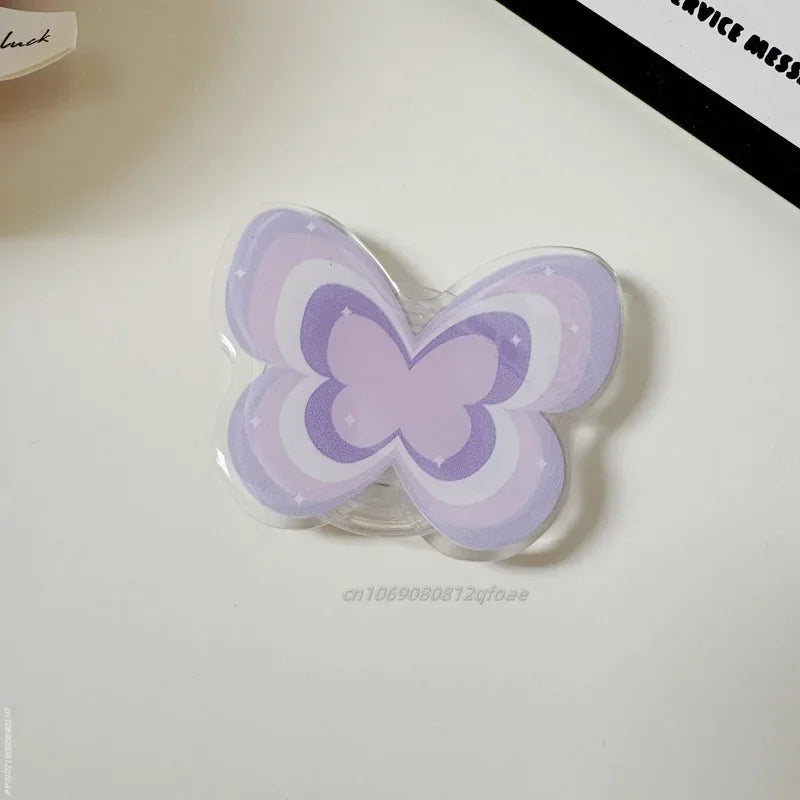 Cute Butterfly Phone Grip Tok Griptok Holder Ring For iPhone 15 Universal Accessories Lovely Bowknot Phone Stand Bracket Socket