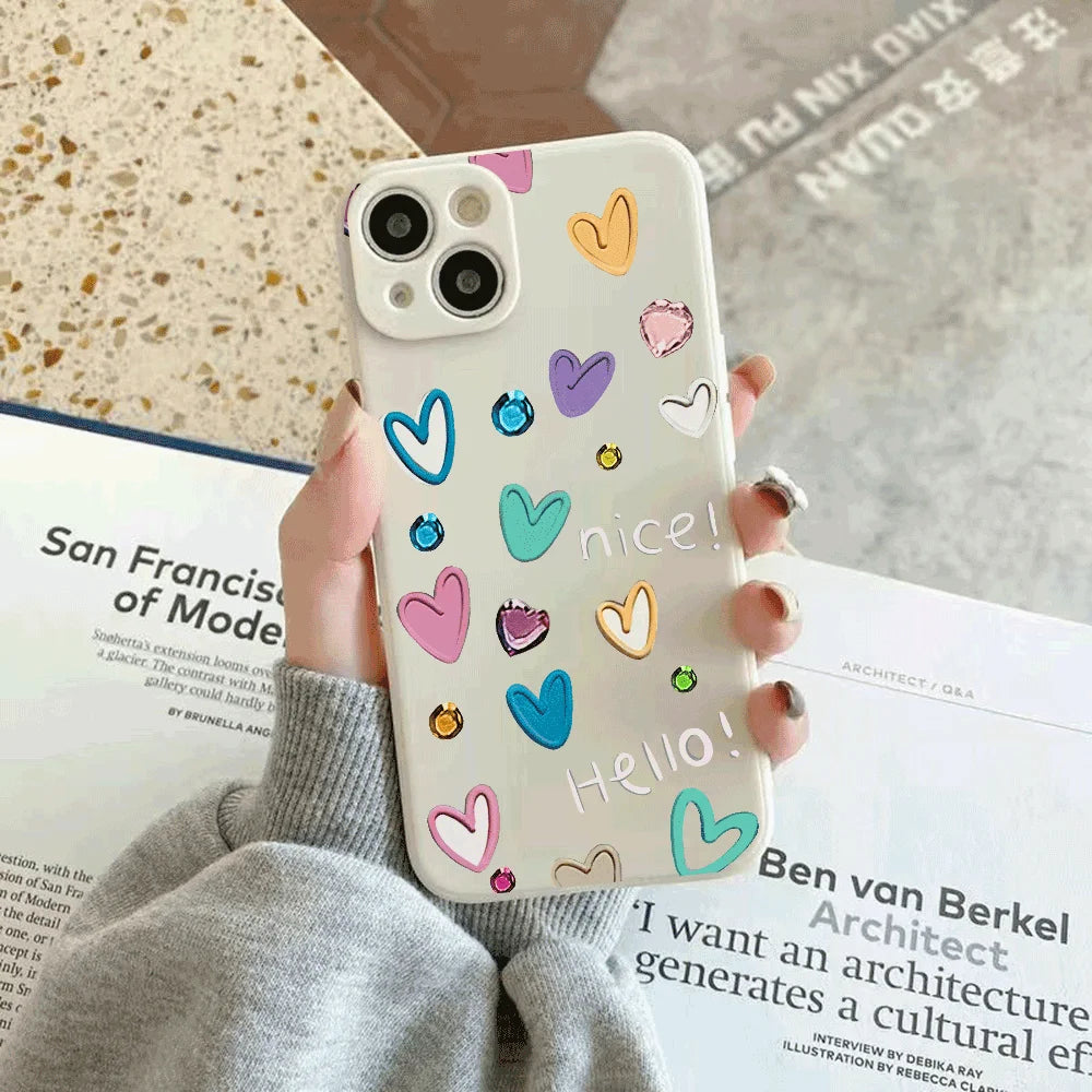 Phone Case for Xiaomi Redmi Note 14 13 12 11 10 9 8 7 14Pro Plus 4G 5G Anti-Scratch Slim Trendy Cover, Graffiti Love silicon