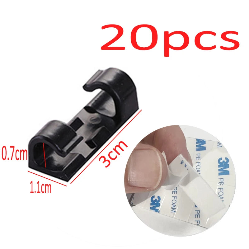 USB Cable Organizer Self Adhesive Cable Clips Data Line Winder Desktop Cable Management Clips Cord Holder Wall Wire Manager Clip