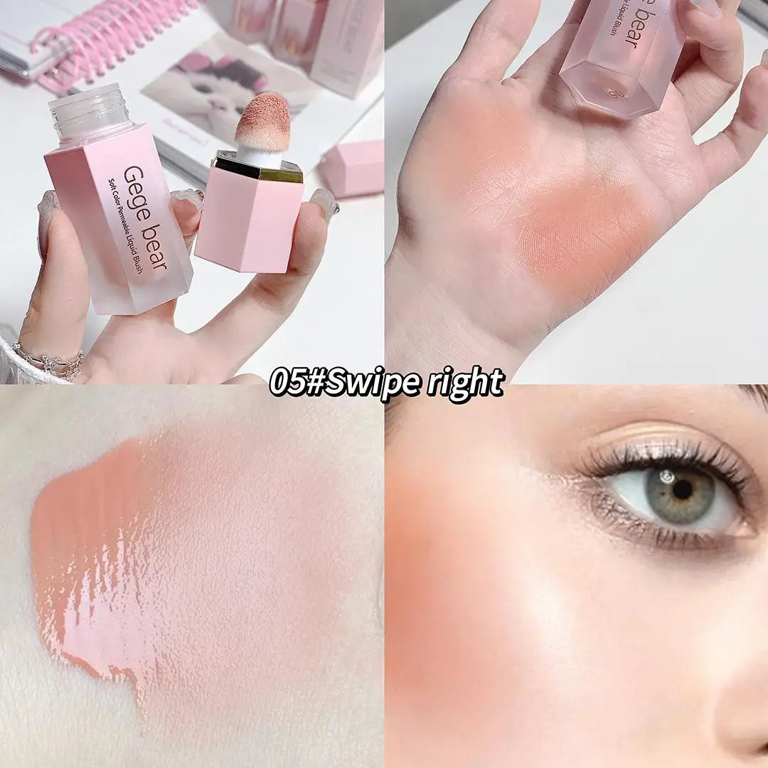 Gege Bear Liquid Blush Cream Smooth Velvet Matte Pink Blusher Natural Easy To Smudge Long Lasting Face Beauty Cosmetics