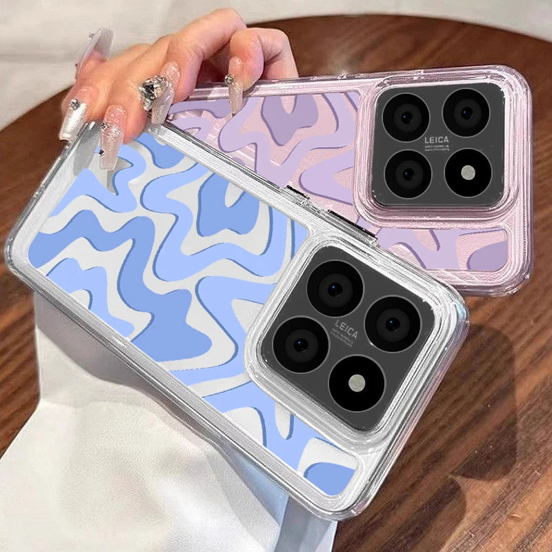 Shockproof Clear Striped Case For Xiaomi 13T 11T 14T Poco X5 X6 F6 Pro Funda Redmi Note 14 12 13 Pro 11 10 11s Mi 11 Lite 5G NE