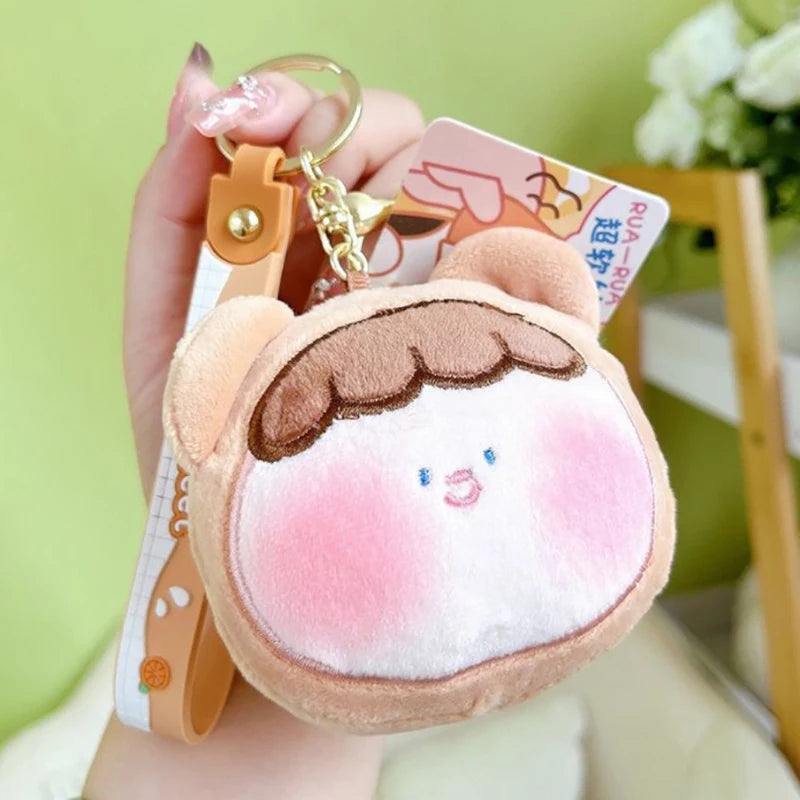 Plush Keychain Lovely Fruit Style Cartoon Doll Plush Toy Stress Relief Soft Stuffed Doll Key Ring Backpack Pendant Girl Toy Gift