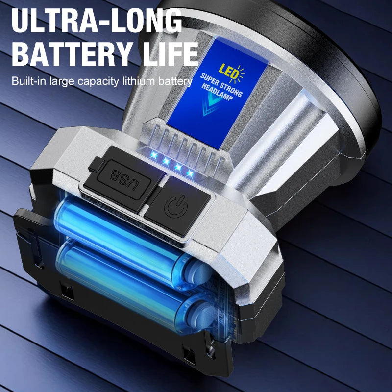 Super Bright LED Rechargeable High-power Headlights High Brightness Emergency Charging Outdoor Head Flashlight Fishing Lamp