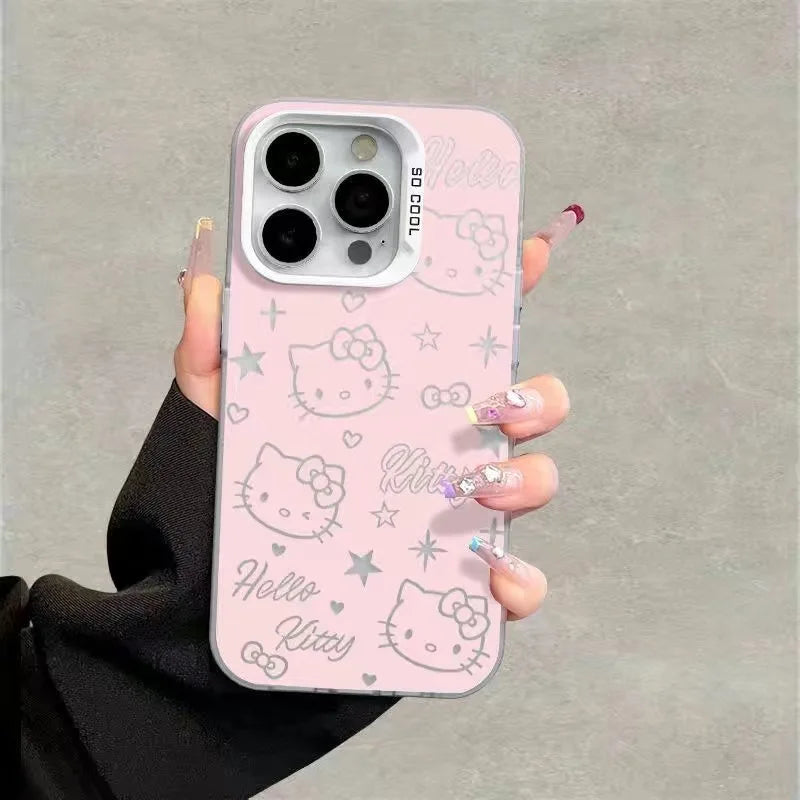 Hello Kitty Full Screen Kawaii Phone Case For iPhone 16 15 14 13 Pro Max 11 12 13 Pro XR XS MAX Pink Girl Y2K Cute Cartoon Cover