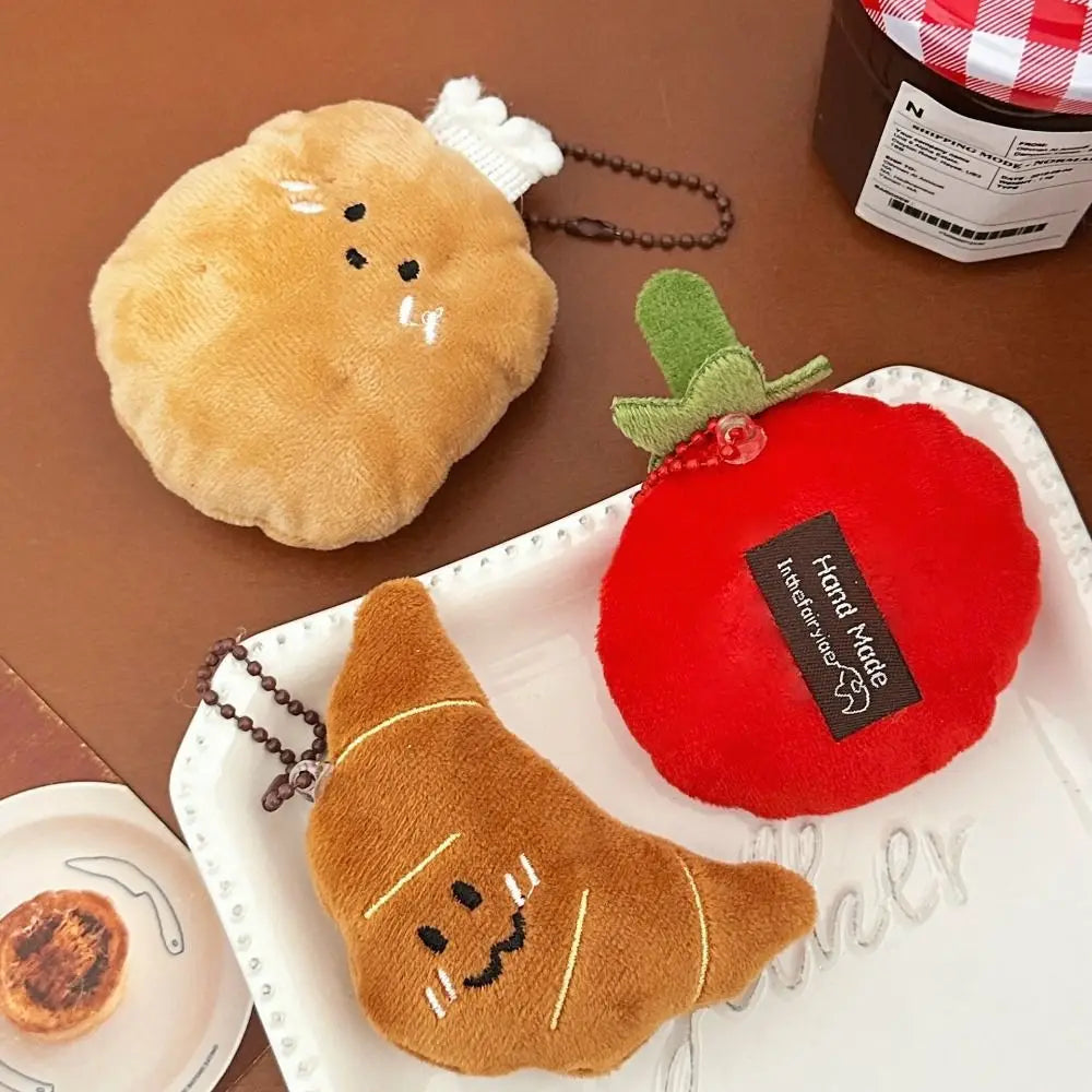 Funny Cartoon Food Plush Keychain Potato Croissant Tomato Plush Key Chain Soft Toys Bag Pendant Unisex