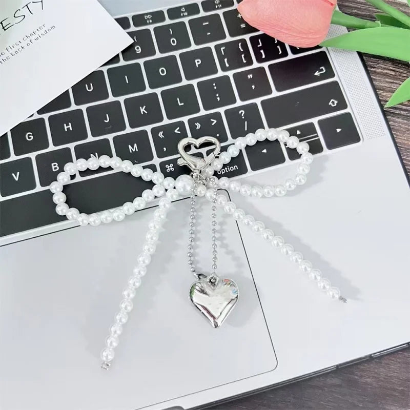 INS Wind Sweet Pearl Bow Bag Pendant Love Pendant Phone Pendant Girl Heart Phone Chain