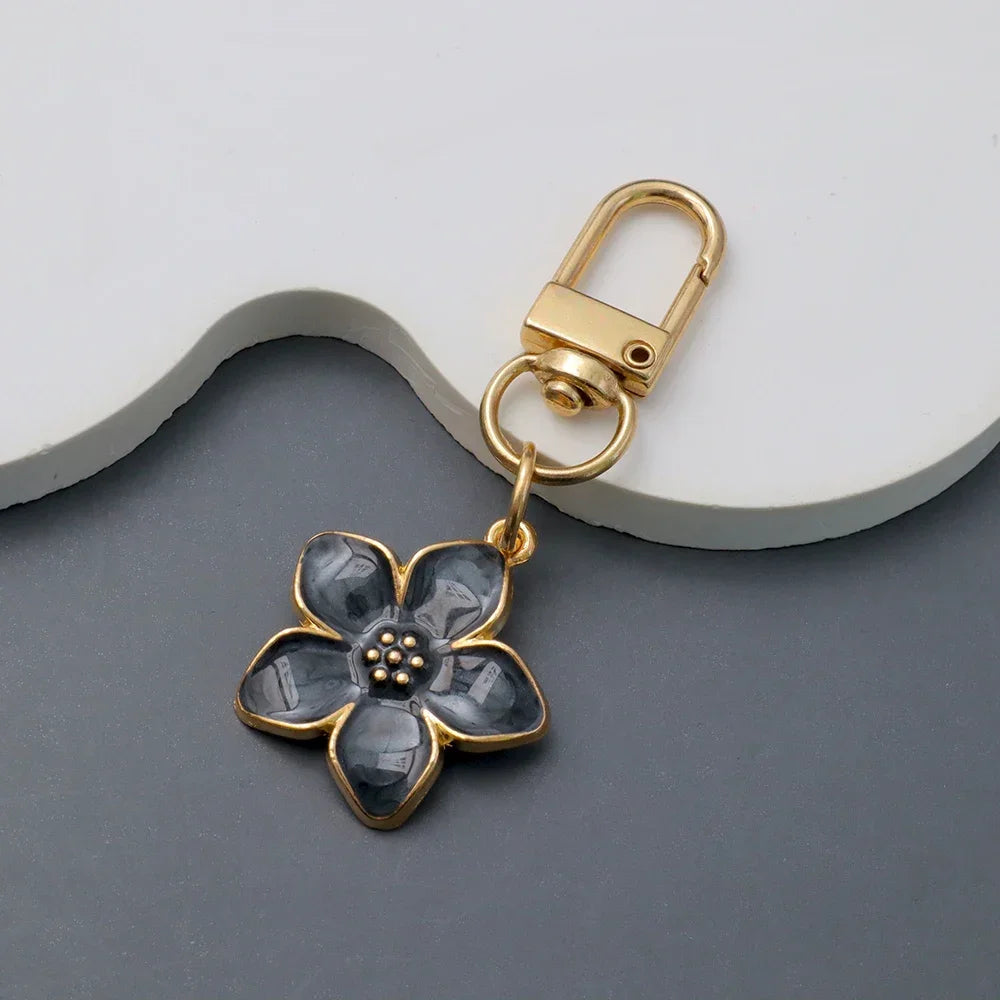 Cute Cherry Blossom Keychain Enamel Flower Pendant Key Chain Couple Car Key Holder Accessories For Women Girls Handbag Jewelry