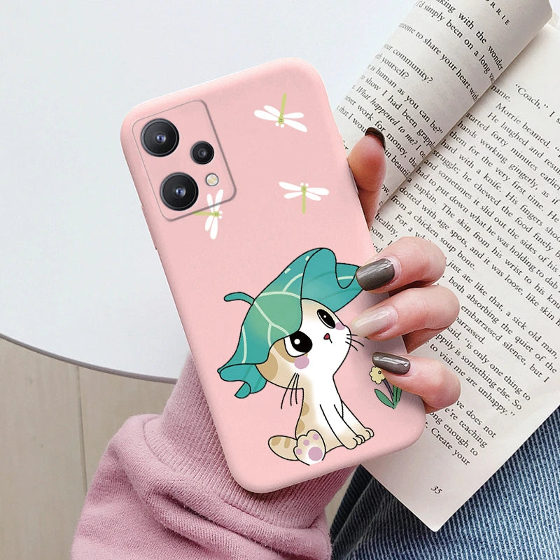 For Realme 9 4G Case 9 Pro Plus Cover Cute Heart Flower Back Cover Soft Silicone Protective Funda For OPPO Realme 9 Pro+ Shell