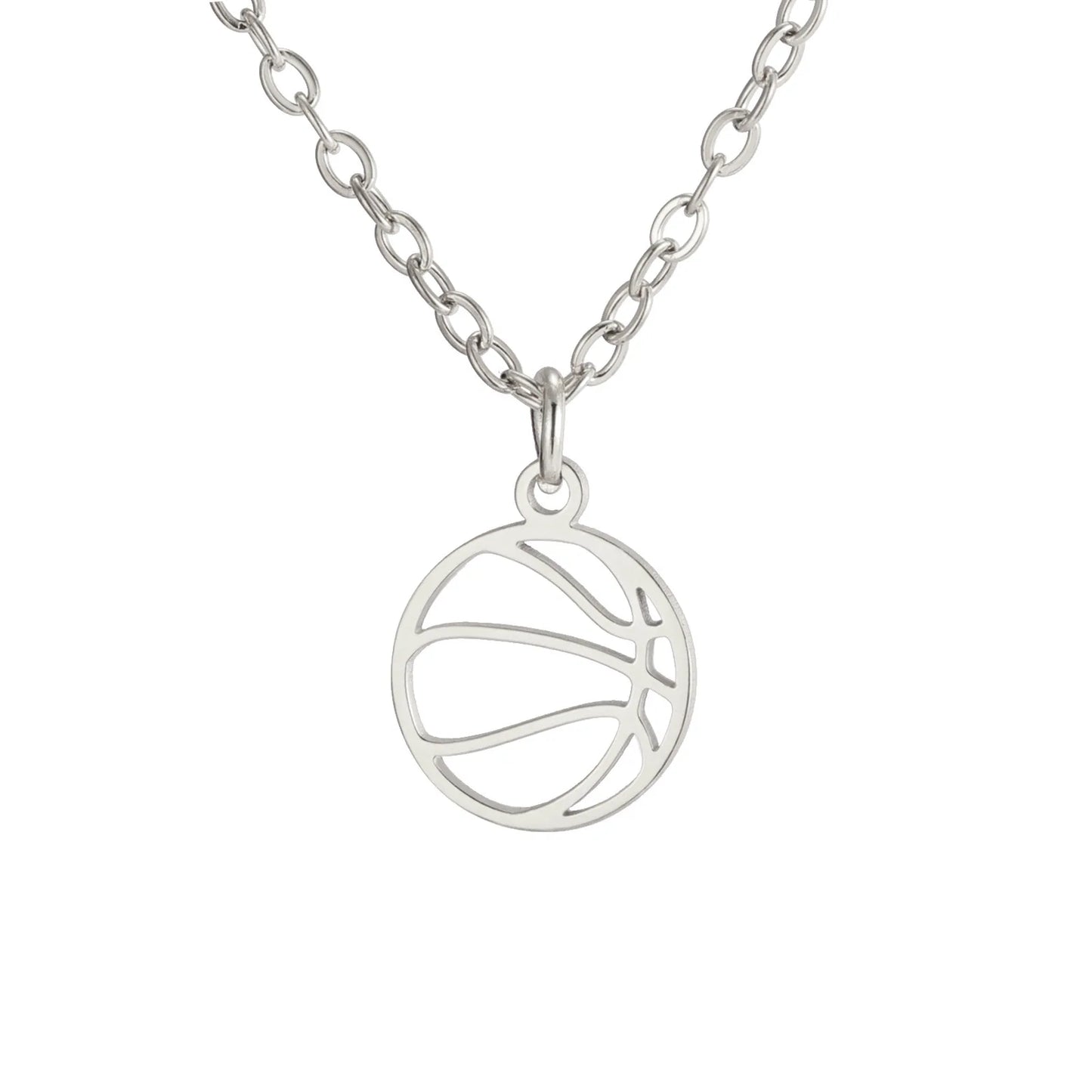 HIPEE Fashion Ball Necklace Stainless Steel Basketball Charm Pendant Necklaces For Women Men Sports Jewelry Party Gifts