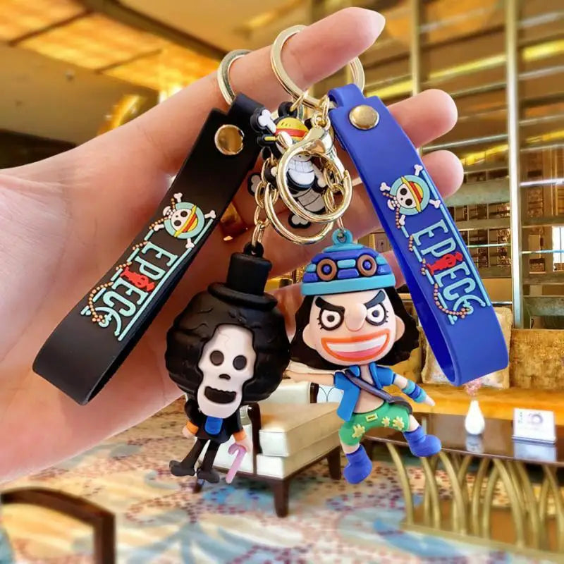 Anime One Piece Figures Keychain Monkey D. Luffy Nami Zoro Key Chain Car Bag Pendant Pvc Model Doll Decor for Friends Kids Gift
