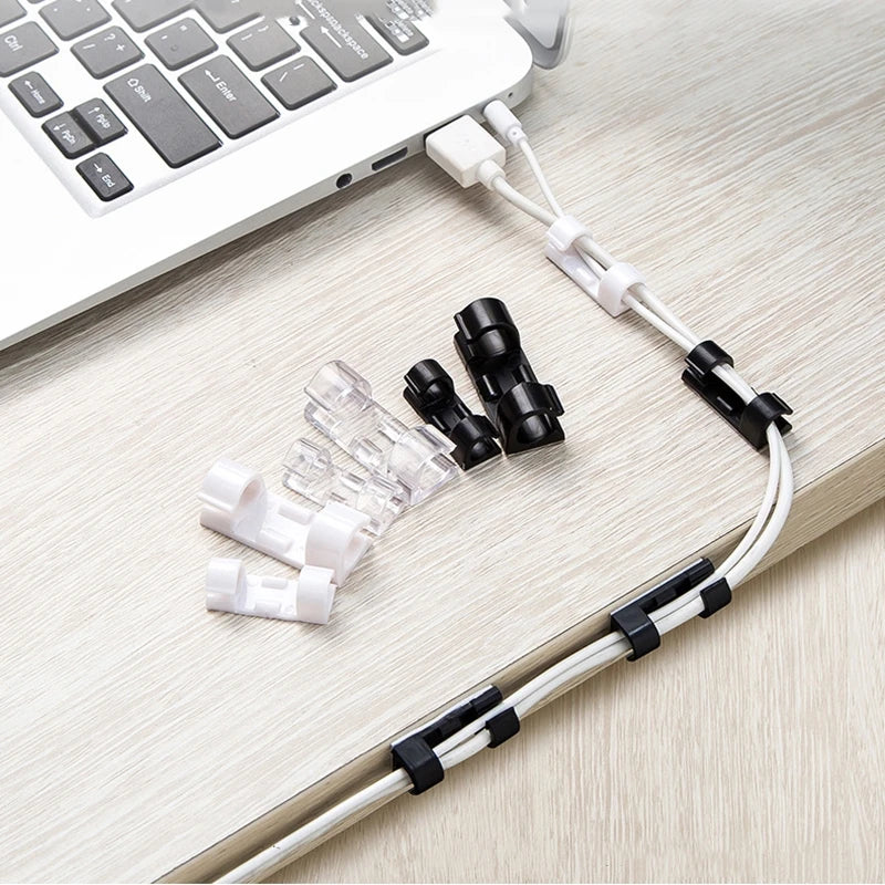 USB Cable Organizer Self Adhesive Cable Clips Data Line Winder Desktop Cable Management Clips Cord Holder Wall Wire Manager Clip