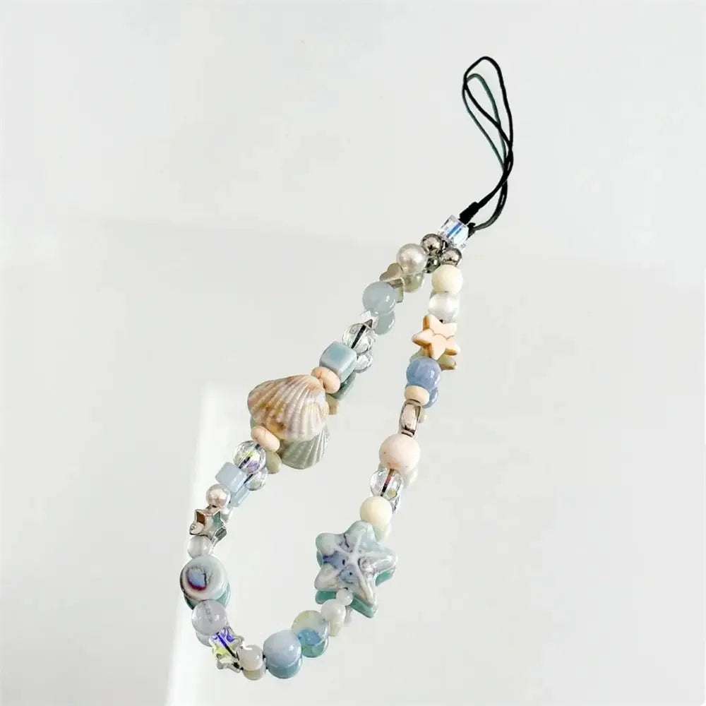 Hanging Cord Beaded Phone Chain Trendy Pendant Phone Charms Star Pearl Phone Strap Women Girls Handmade Summer Mobile Lanyard