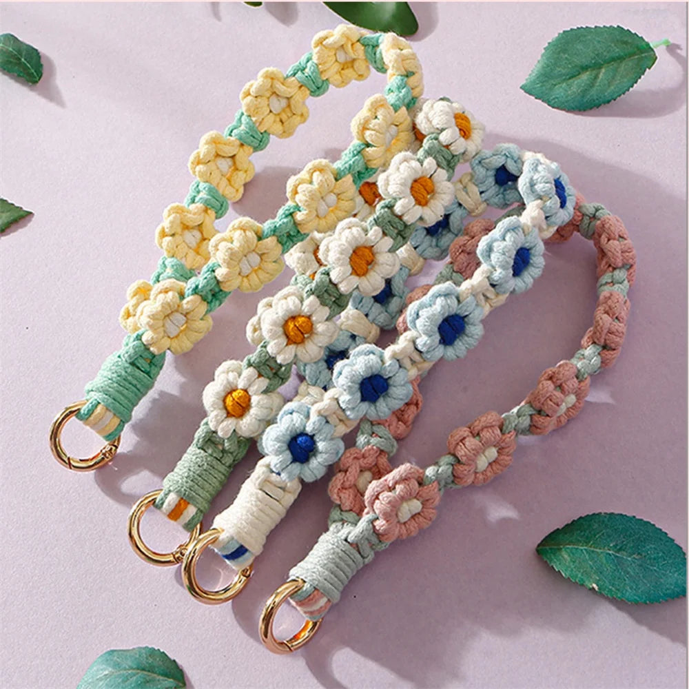 Artisan Crafted Handmade Mobile Accessory Flower Charm Woven Bag Pendant For Fashion Accessory Phone Decoration Gift Idea