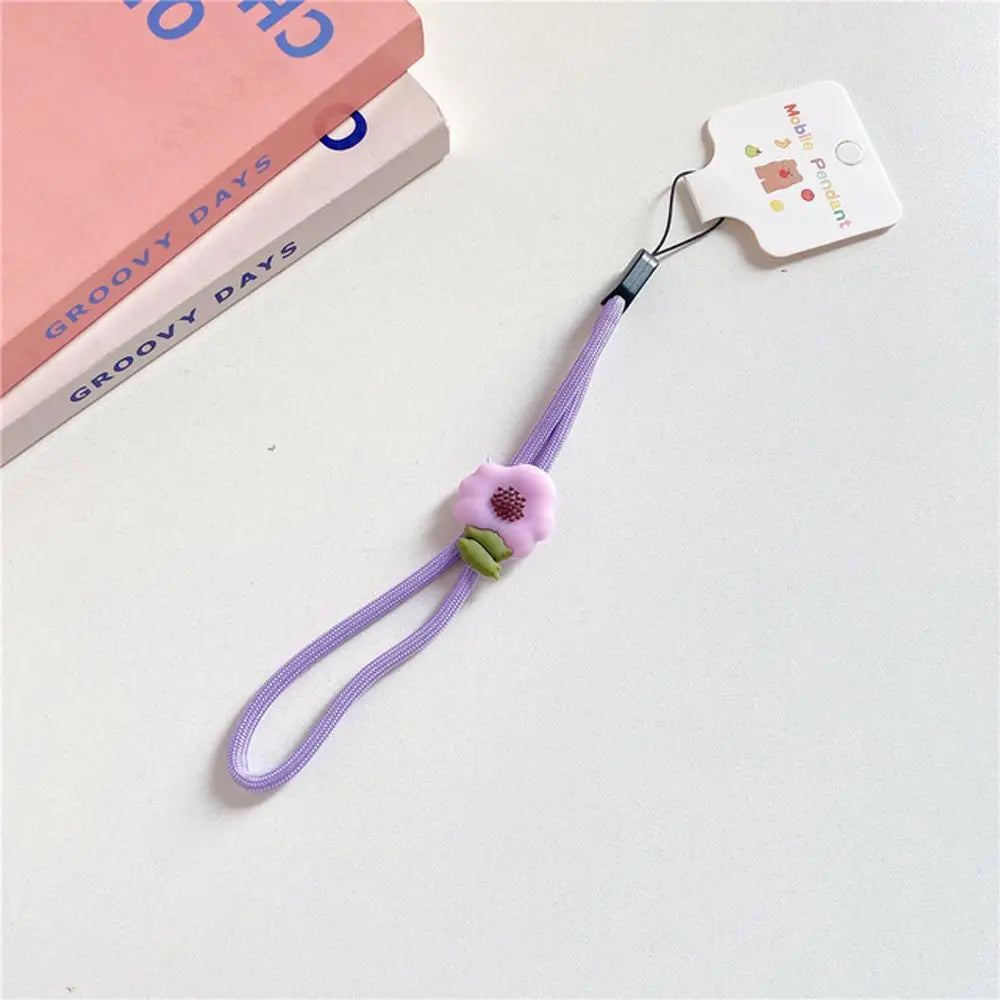 Strap Hanging Rope Phone Charms Keys Short Rope Mobile Phone Lanyard Wrist Hand Lanyard Phone Hanging Rope Flowers Phone Strap