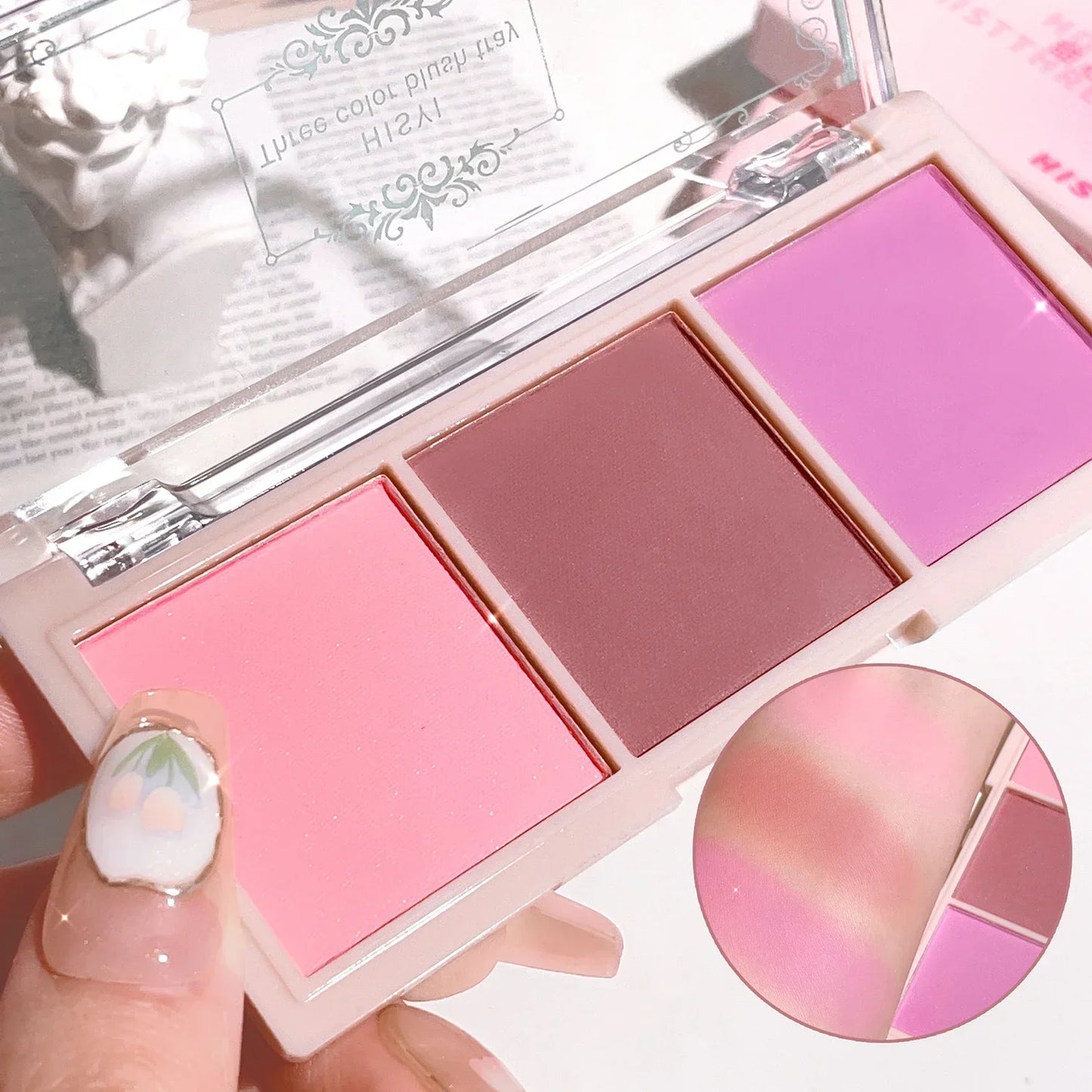 Three-color Blush Natural Color Rendering Delicate Non-flying Powder Matte Rouge Holding Makeup Clear Vitality Girl Blush Purple