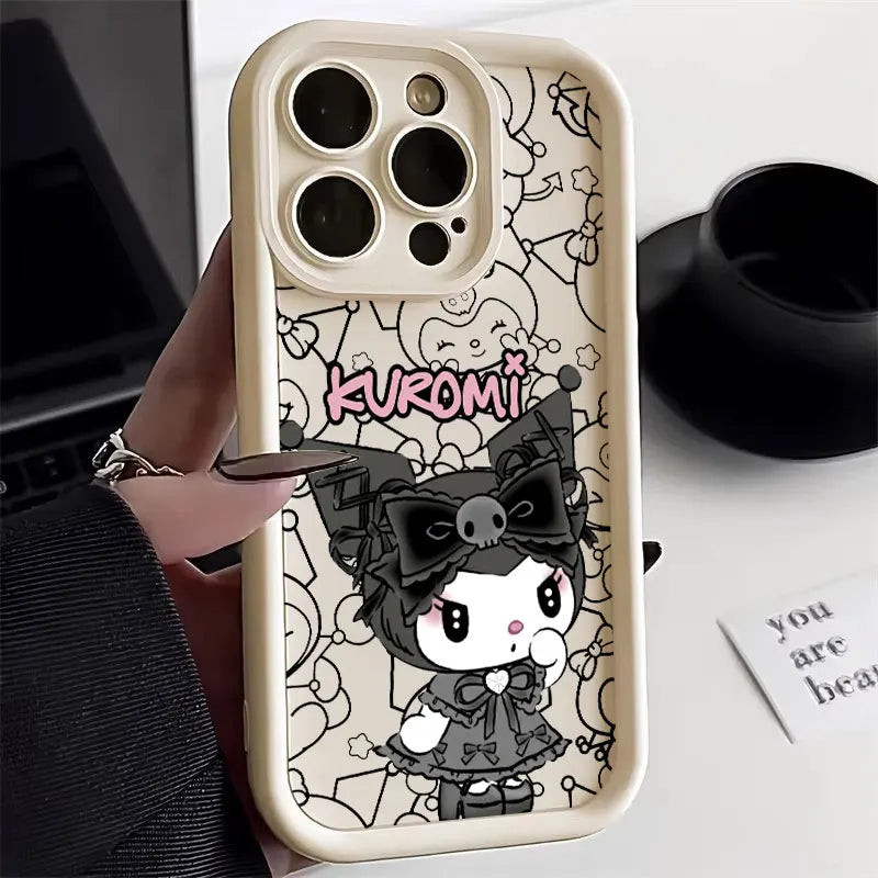 Kuromi My Melody Phone Case For iPhone 11 12 13 14 15 16 Pro Max Sanrio Thicken Case For iPhone 15 16 Plus Soft Protective Cover