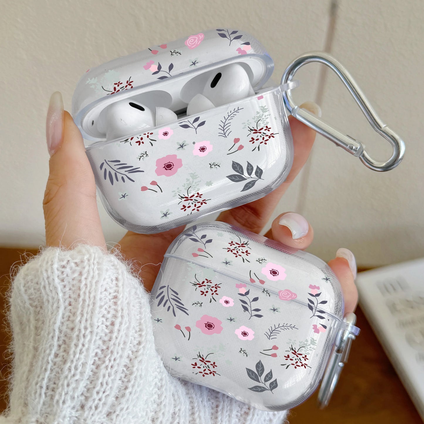 Cherry Blossom Bow Earphone Case For AirPods 1/2 TPU Clear Earphone Case For Airpods Pro2 Pro 3 4 Protective Cover With Keychain